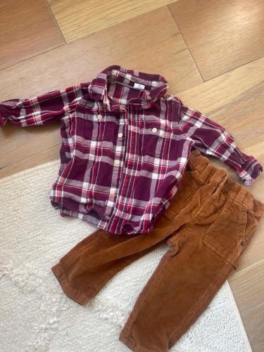 GAP Kids Burgundy Plaid Button-Down Shirt